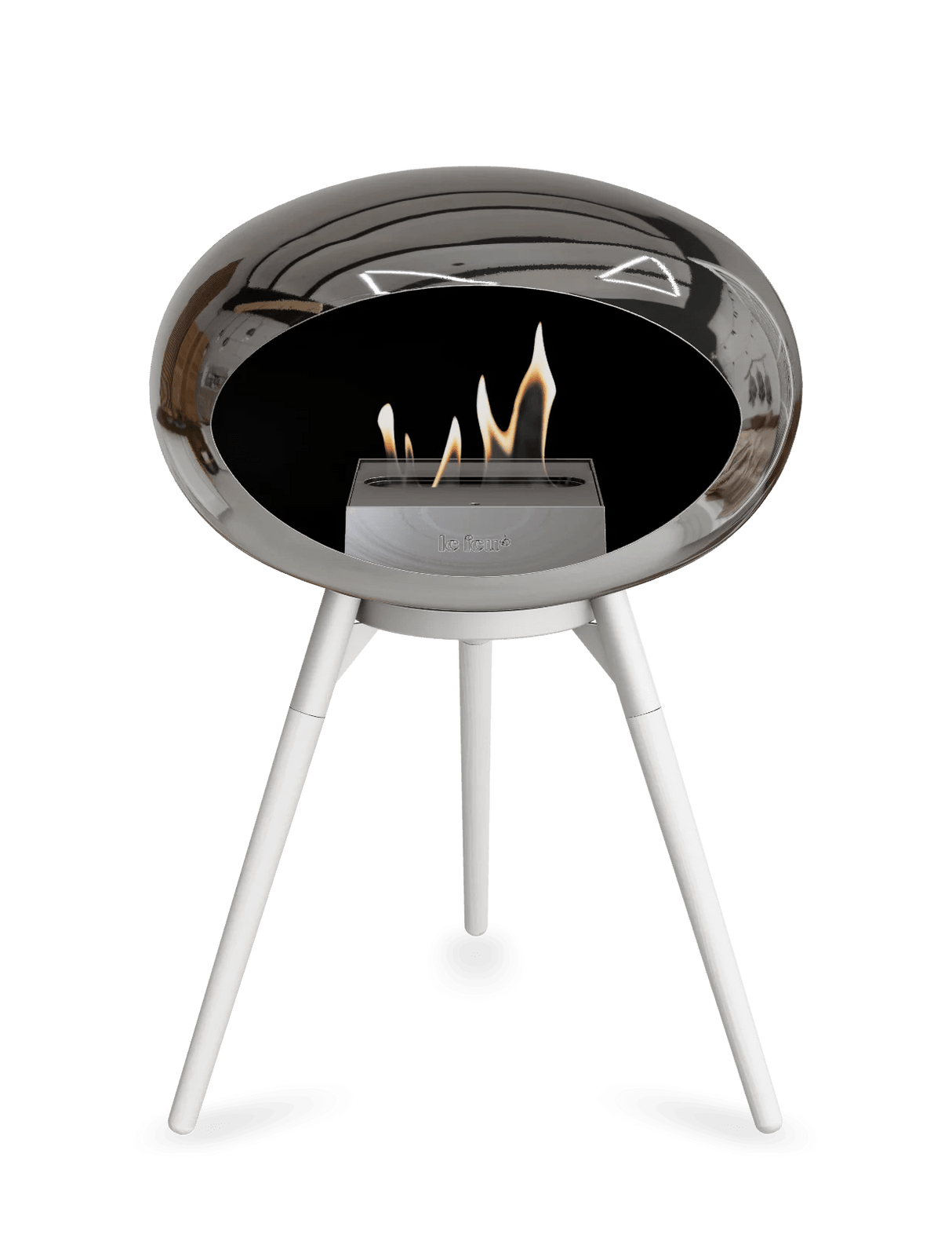 Le Feu - Dome Chromed Silver Ground Wood Low - Fireplace - Majestic Patio