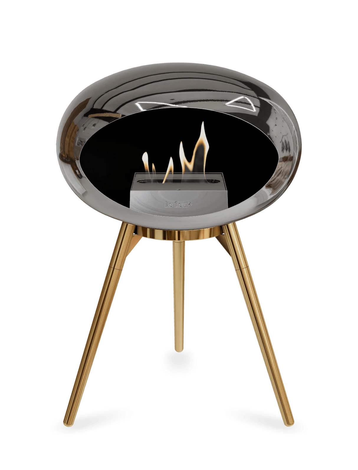 Le Feu - Dome Chromed Silver Ground Wood Low - Fireplace - Majestic Patio