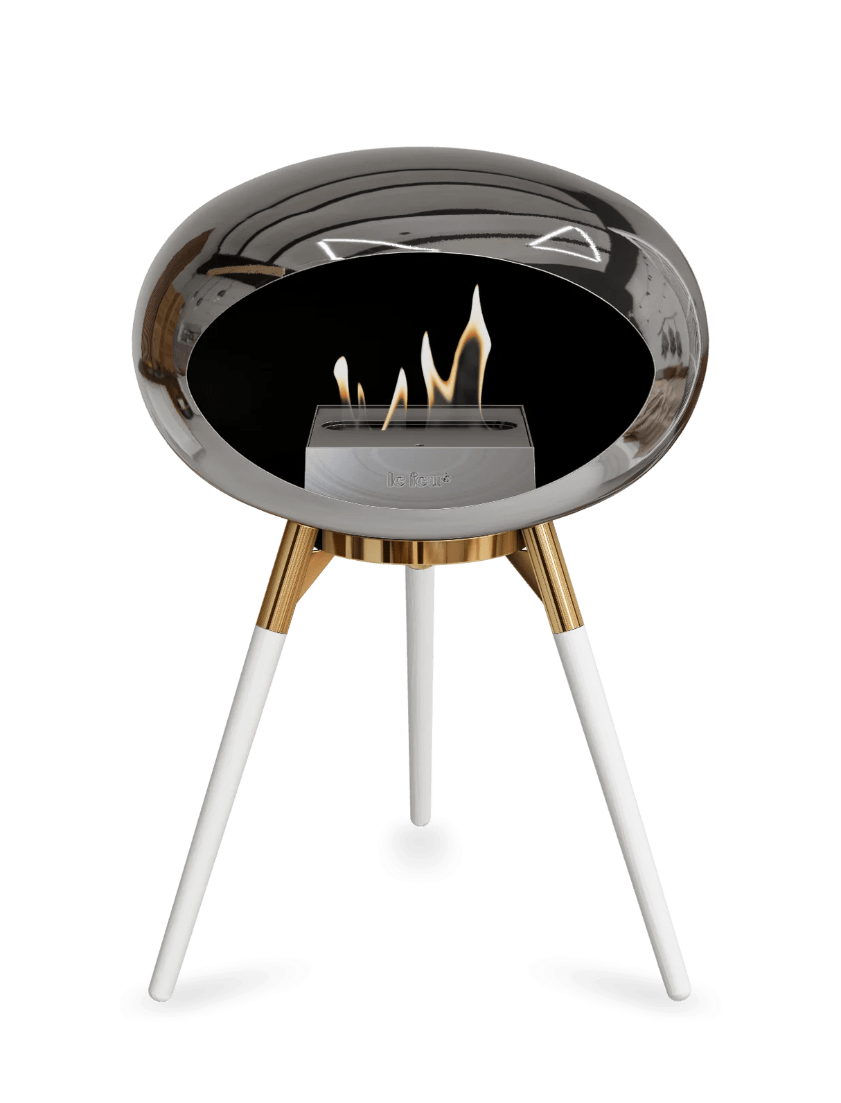 Le Feu - Dome Chromed Silver Ground Wood Low - Fireplace - Majestic Patio