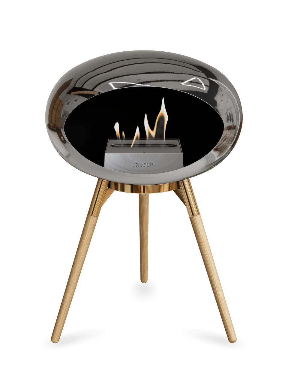 Le Feu - Dome Chromed Silver Ground Wood Low - Fireplace - Majestic Patio