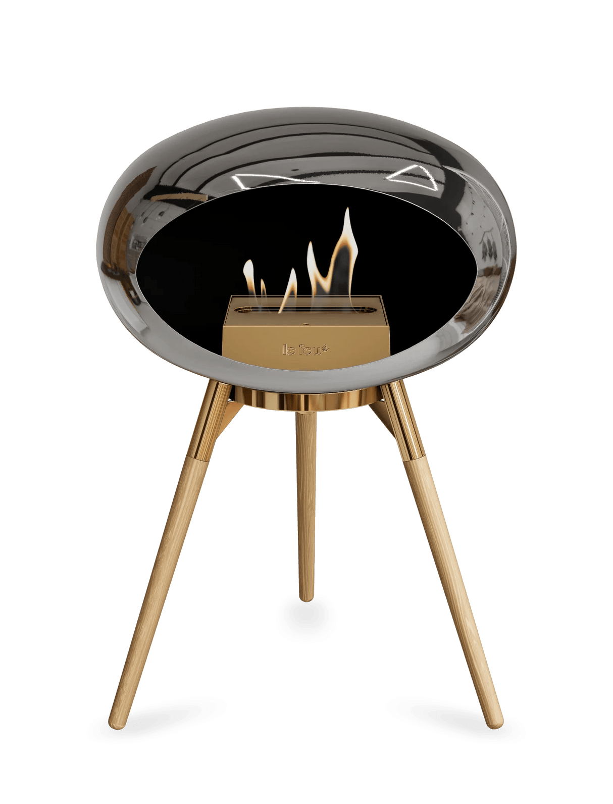 Le Feu - Dome Chromed Silver Ground Wood Low - Fireplace - Majestic Patio