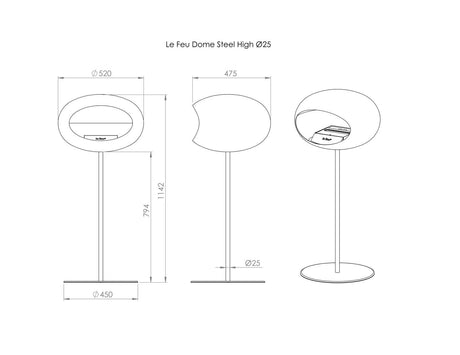 Le Feu - Dome Mocca Ground Steel High Pole - Fireplace - Majestic Patio