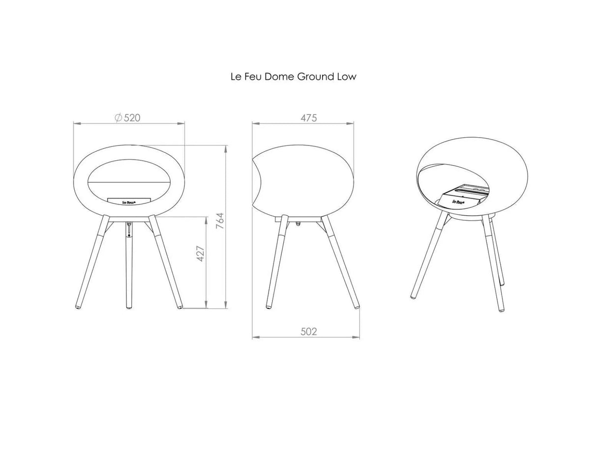 Le Feu - Dome Nickel Ground Wood Low - Fireplace - Majestic Patio