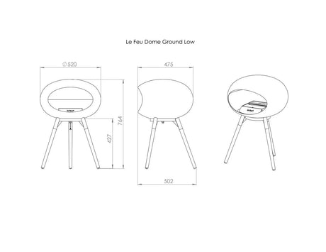 Le Feu - Dome Nickel Ground Wood Low - Fireplace - Majestic Patio