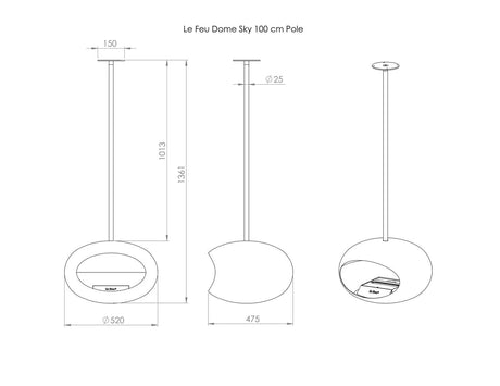 Le Feu - Dome Nickel Sky Indoor/Outdoor - Fireplace - Majestic Patio