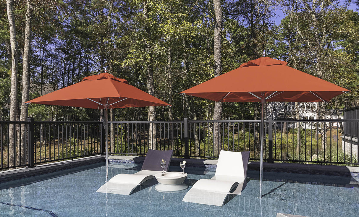 Ledge Lounger Premier Aluminum Umbrella - 10' Square Pulley - Majestic Patio