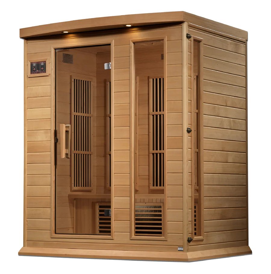 Maxxus 3 Person Near Zero EMF FAR Infrared Sauna - Canadian Hemlock - Majestic Patio