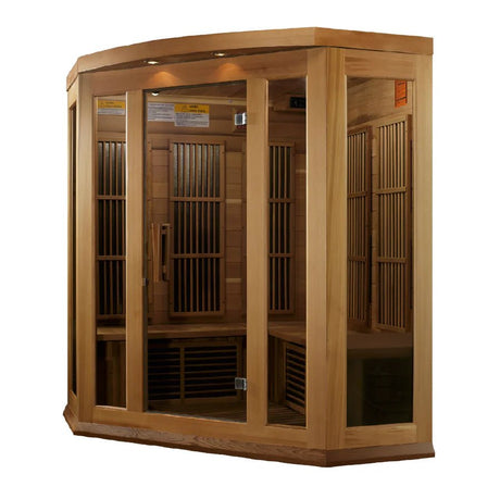 Maxxus Avignon Edition 3 Person Corner Near Zero EMF FAR Infrared Sauna - Canadian Red Cedar - Majestic Patio