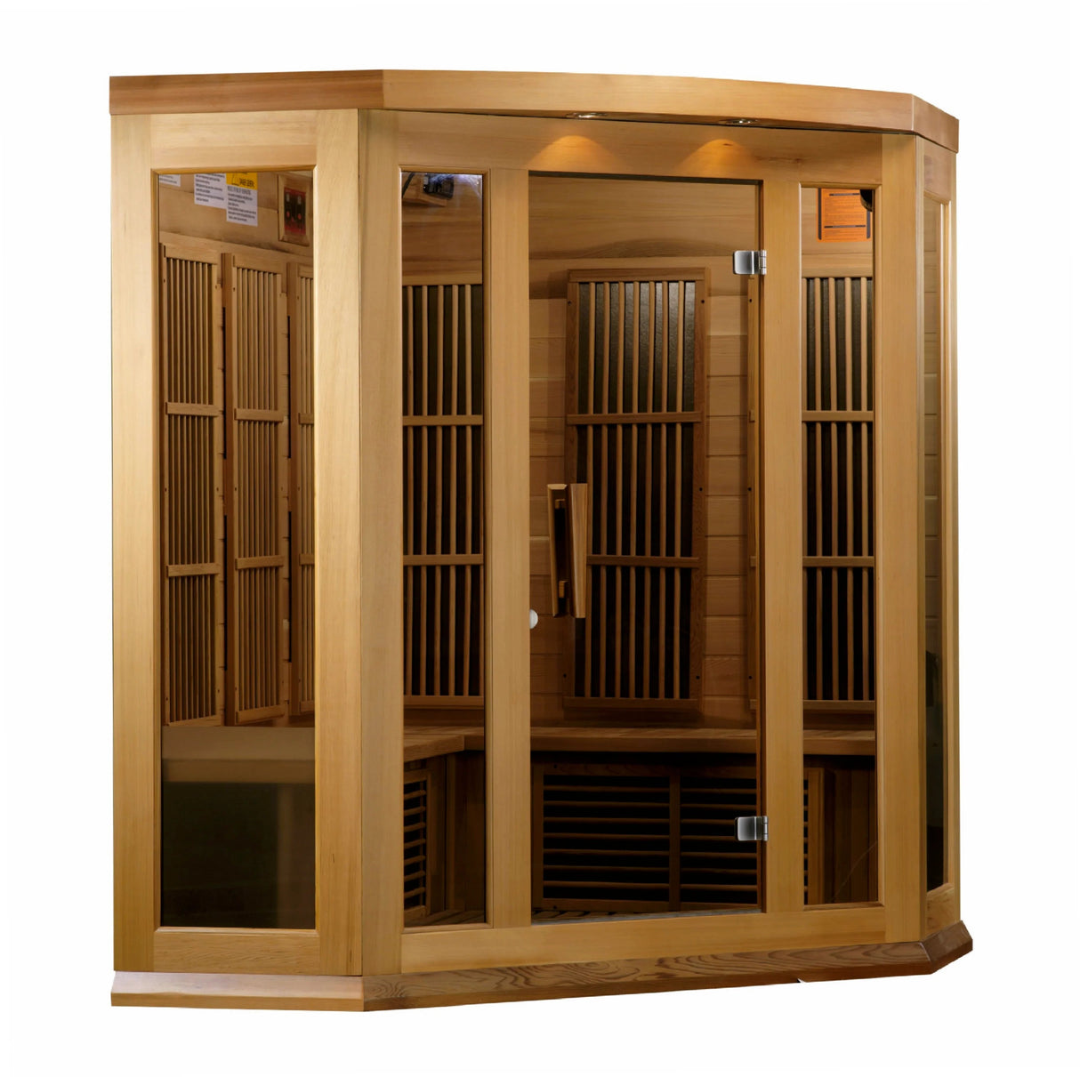 Maxxus Avignon Edition 3 Person Corner Near Zero EMF FAR Infrared Sauna - Canadian Red Cedar - Majestic Patio