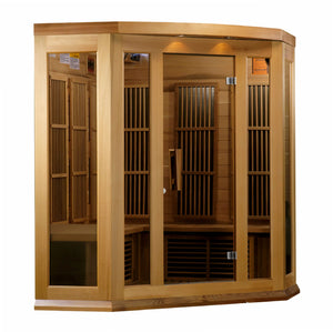 Maxxus Avignon Edition 3 Person Corner Near Zero EMF FAR Infrared Sauna - Canadian Red Cedar - Majestic Patio