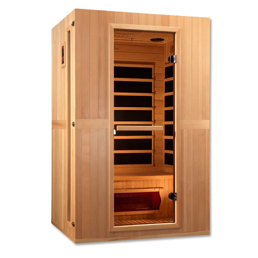 Maxxus Serenity Dual Tech 2 person Low EMF FAR Infrared Sauna Canadian Hemlock - Majestic Patio