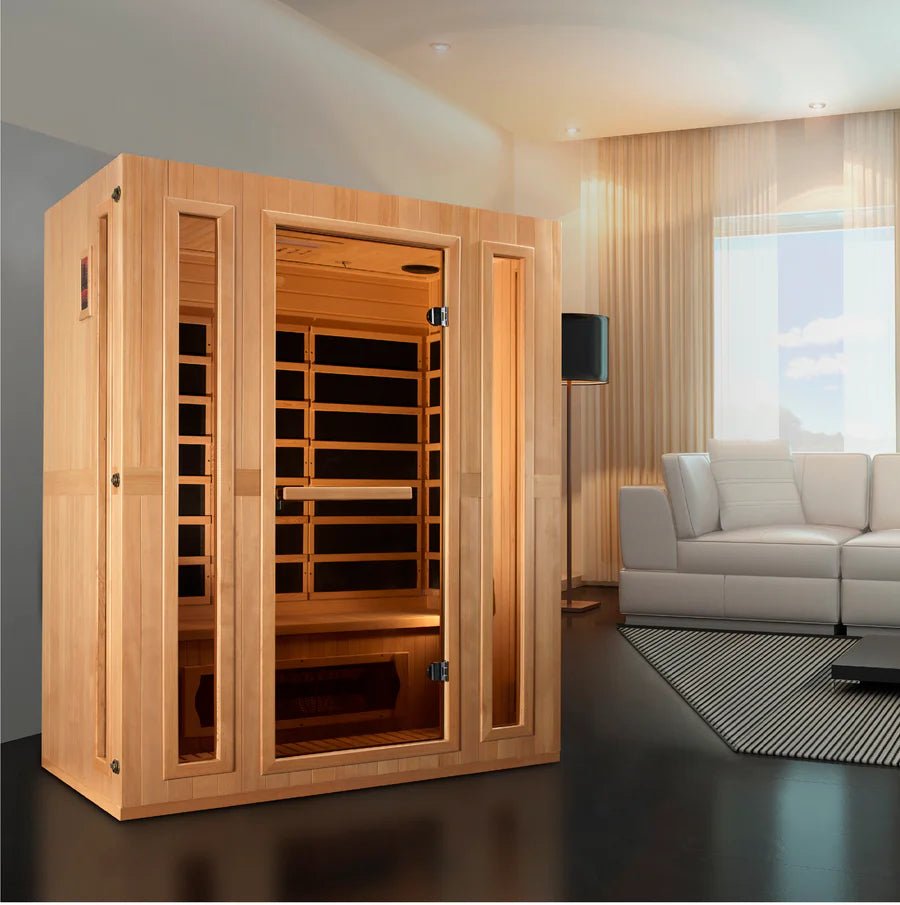 Maxxus Trinity Dual Tech 3 person Low EMF FAR Infrared Sauna Canadian Hemlock - Majestic Patio