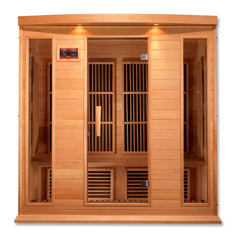 MX - K406 - 01 Maxxus Low EMF FAR Infrared Sauna Canadian Hemlock - Majestic Patio