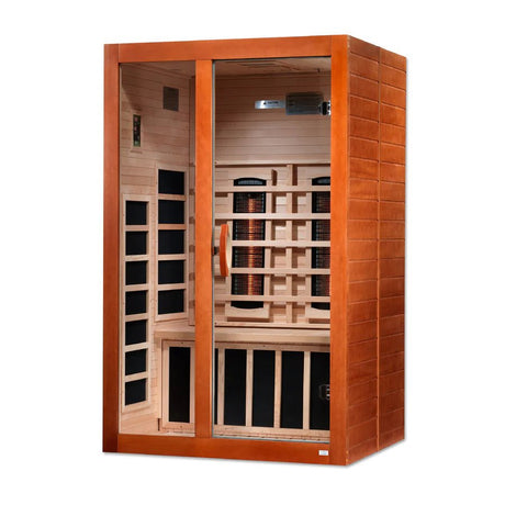 New 2023 Model Santiago 2 Person Full Spectrum Infrared Sauna - Canadian Hemlock - Majestic Patio