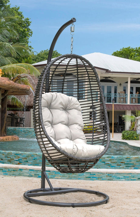 Panama Jack Graphite 2-Piece Hanging Chair with Cushion - Majestic Patio