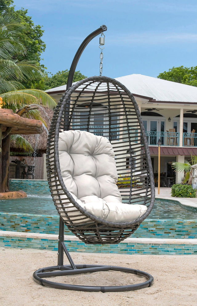 Panama Jack Graphite 2-Piece Hanging Chair with Cushion - Majestic Patio