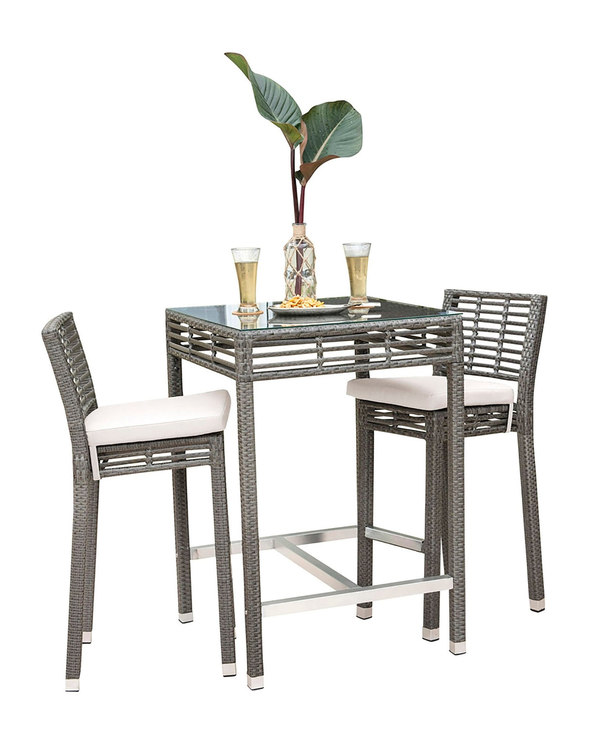 Panama Jack Graphite 3-Piece Pub Set with Cushions - Majestic Patio