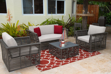 Panama Jack Graphite 4-Piece Living Set with Cushions - Majestic Patio