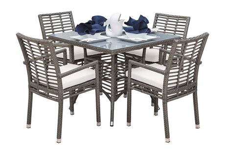 Panama Jack Graphite 5-Piece Armchair Dining Set with Cushions - Majestic Patio