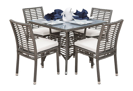 Panama Jack Graphite 5-Piece Side chair Dining Set with Cushions - Majestic Patio