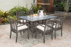 Panama Jack Graphite 7-Piece Armchair Dining Set with Cushions - Majestic Patio