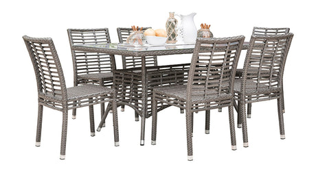 Panama Jack Graphite 7-Piece Side chair Dining Set with Cushions - Majestic Patio