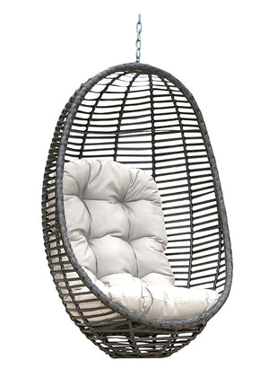 Panama Jack Graphite Woven Hanging Chair with Cushion - Majestic Patio