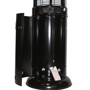 RADtec 80" Ellipse Flame Propane Patio Heater - Black with Clear Glass (41,000 BTU) - Majestic Patio