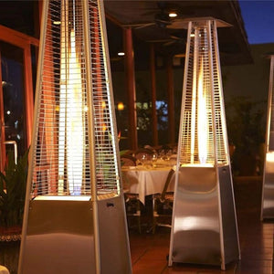 RADtec 89" Tower Flame Propane Patio Heater - Black & Grey Wicker (41,000 BTU) - Majestic Patio