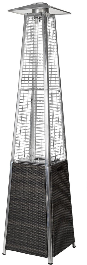 RADtec 89" Tower Flame Propane Patio Heater - Black & Grey Wicker (41,000 BTU) - Majestic Patio