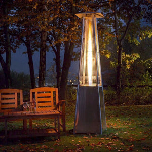 RADtec 89" Tower Flame Propane Patio Heater - Black & Grey Wicker (41,000 BTU) - Majestic Patio