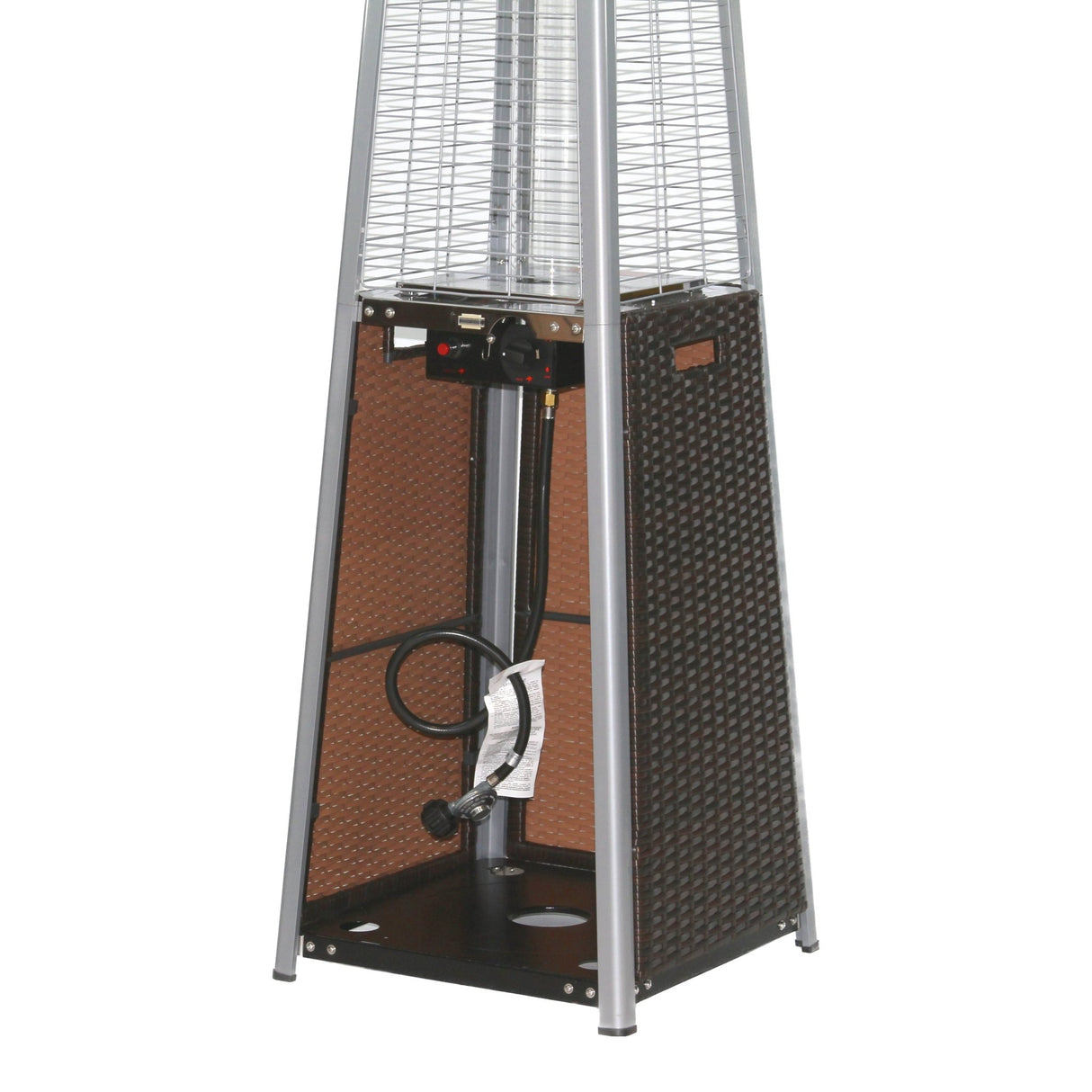 RADtec 89" Tower Flame Propane Patio Heater - Dark Brown Wicker (41,000 BTU) - Majestic Patio