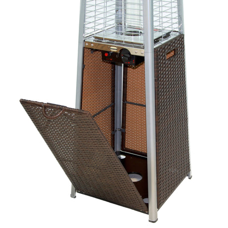 RADtec 89" Tower Flame Propane Patio Heater - Dark Brown Wicker (41,000 BTU) - Majestic Patio