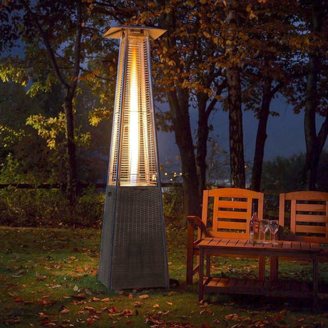 RADtec 89" Tower Flame Propane Patio Heater - Dark Brown Wicker (41,000 BTU) - Majestic Patio