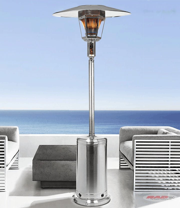 RADtec 96" Real Flame Natural Gas Patio Heater - Stainless Steel Finish (40,000 BTU) - Majestic Patio