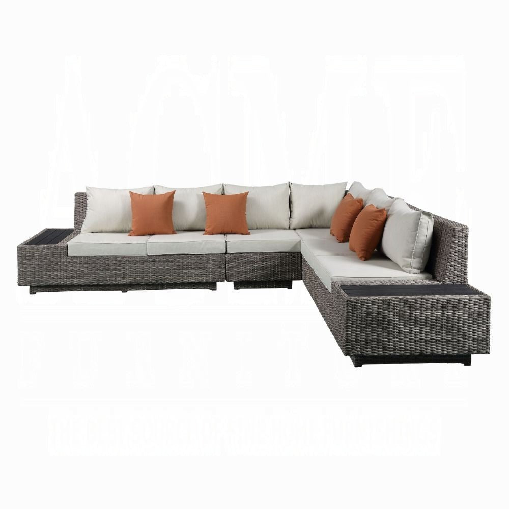 Salena Patio Sectional Sofa W/4 Pillows & Coffee Table - Majestic Patio