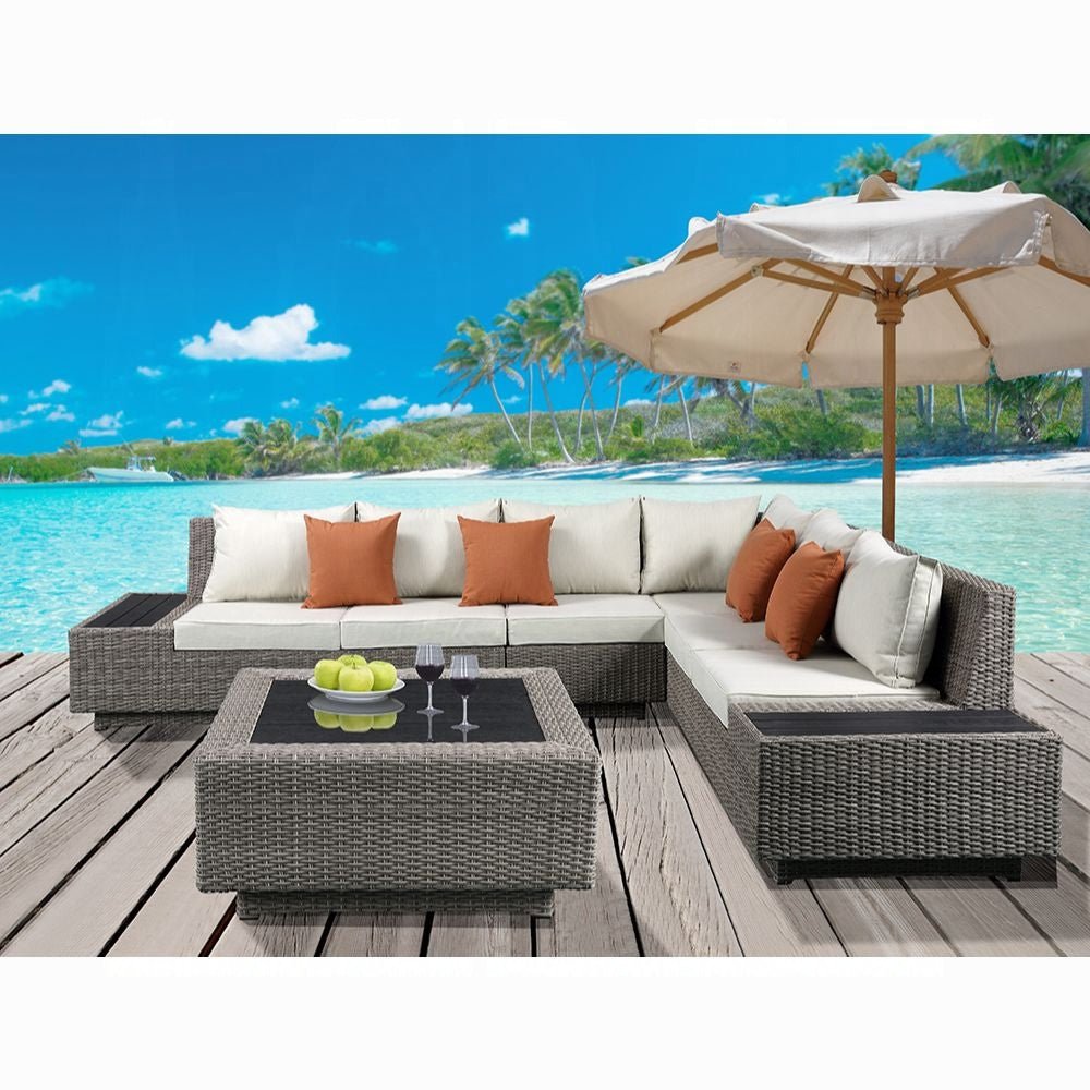 Salena Patio Sectional Sofa W/4 Pillows & Coffee Table - Majestic Patio