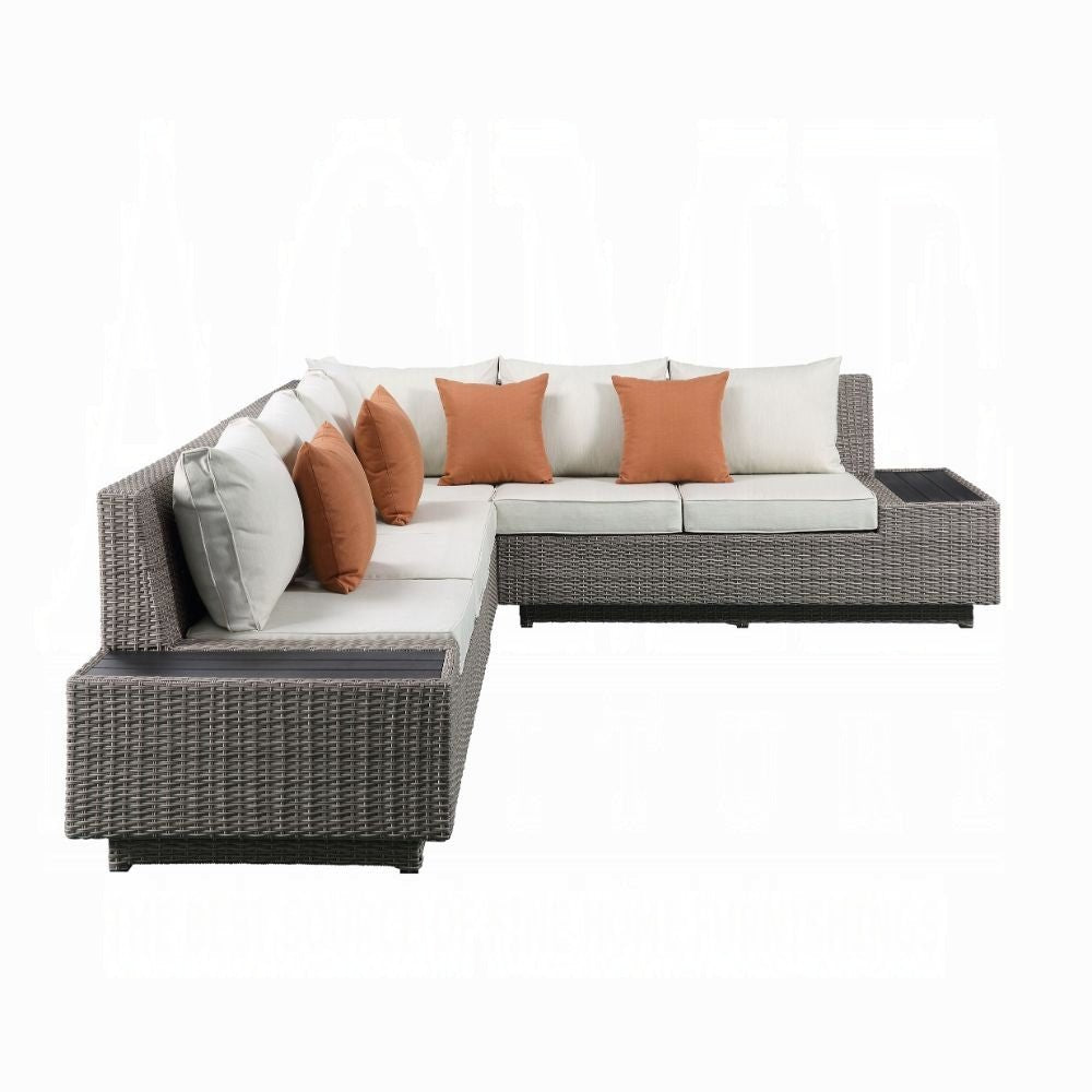 Salena Patio Sectional Sofa W/4 Pillows & Coffee Table - Majestic Patio