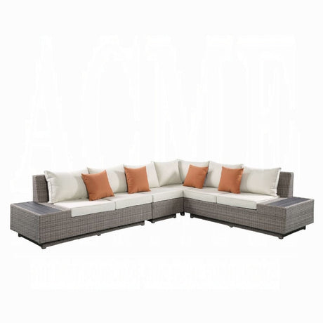 Salena Patio Sectional Sofa W/4 Pillows & Coffee Table - Majestic Patio