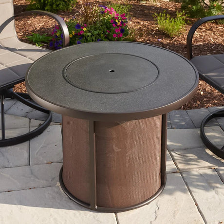 Stonefire Round Gas Fire Pit Table - Majestic Patio