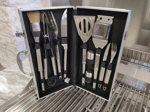 Sunstone 10 Piece Stainless Steel BBQ Tool Set w/Carry Cases – BBQTS10 - Majestic Patio