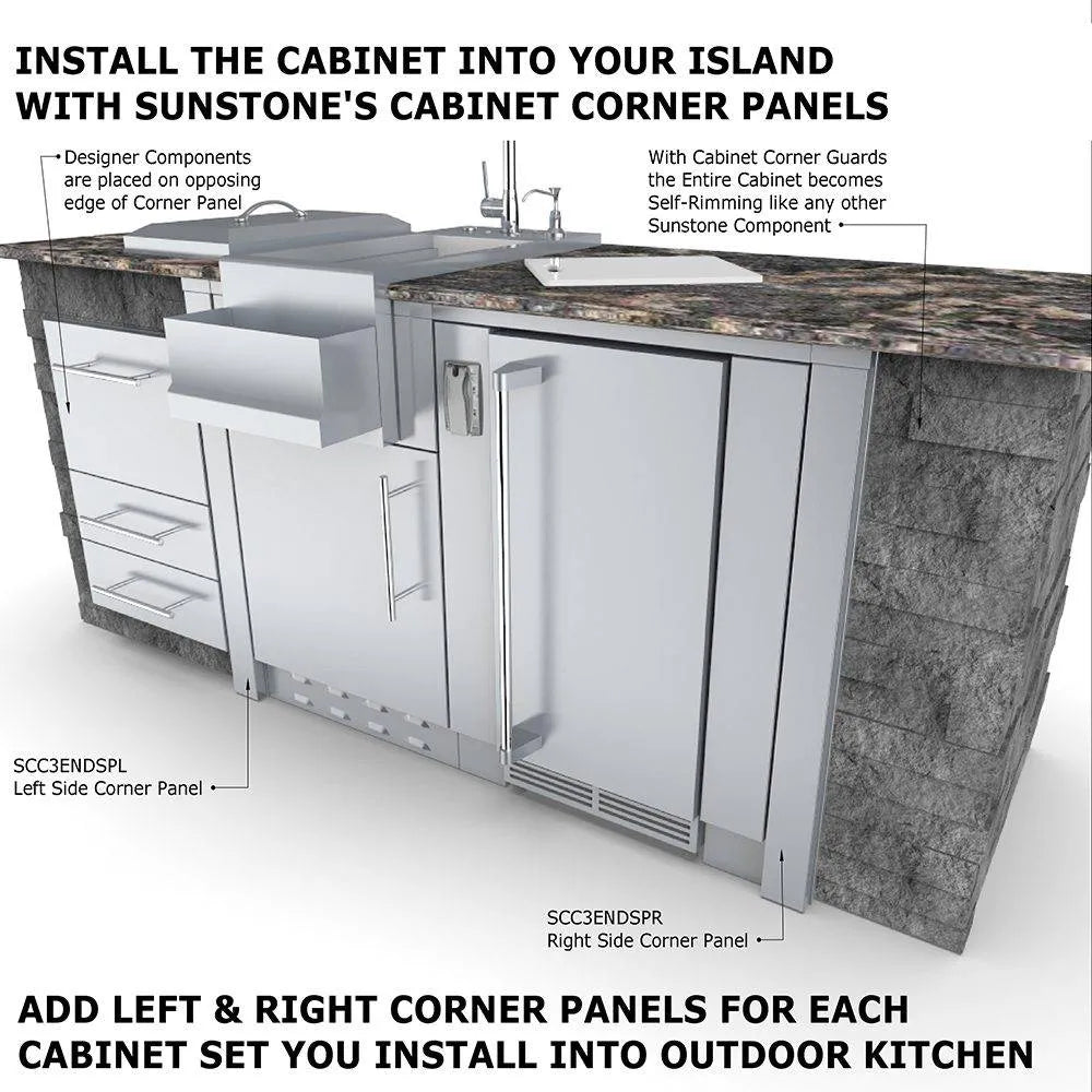 Sunstone 20″ Sunstone Appliance Cabinet for UpTo 14-1/2 In. Cut-Out Width Appliance or BarStation w/Left Swing Door – SAC20CSDL - Majestic Patio