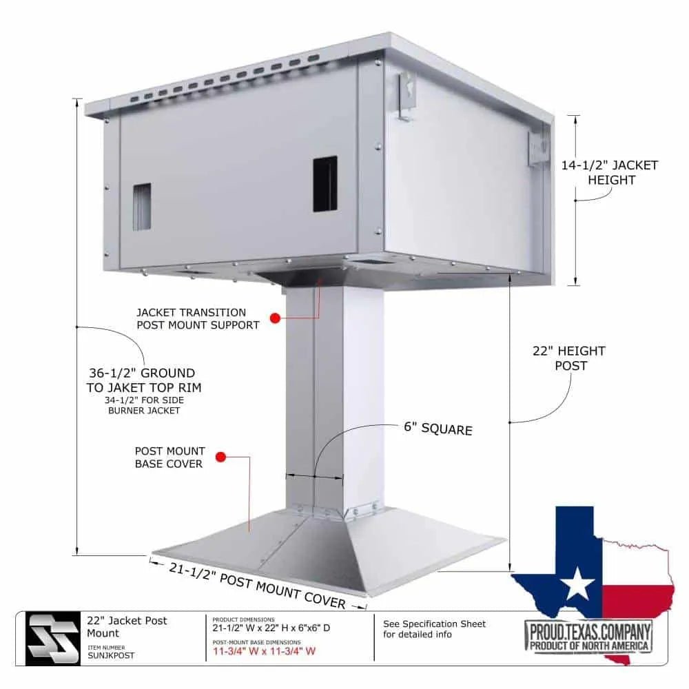 Sunstone 22-1/2″H Post fixture mount for grill jacket – SUNJKPOST - Majestic Patio