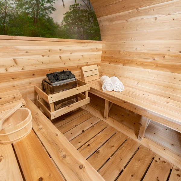 Tranquility MP Barrel Sauna (Wood Burning Heater Sauna) - Majestic Patio