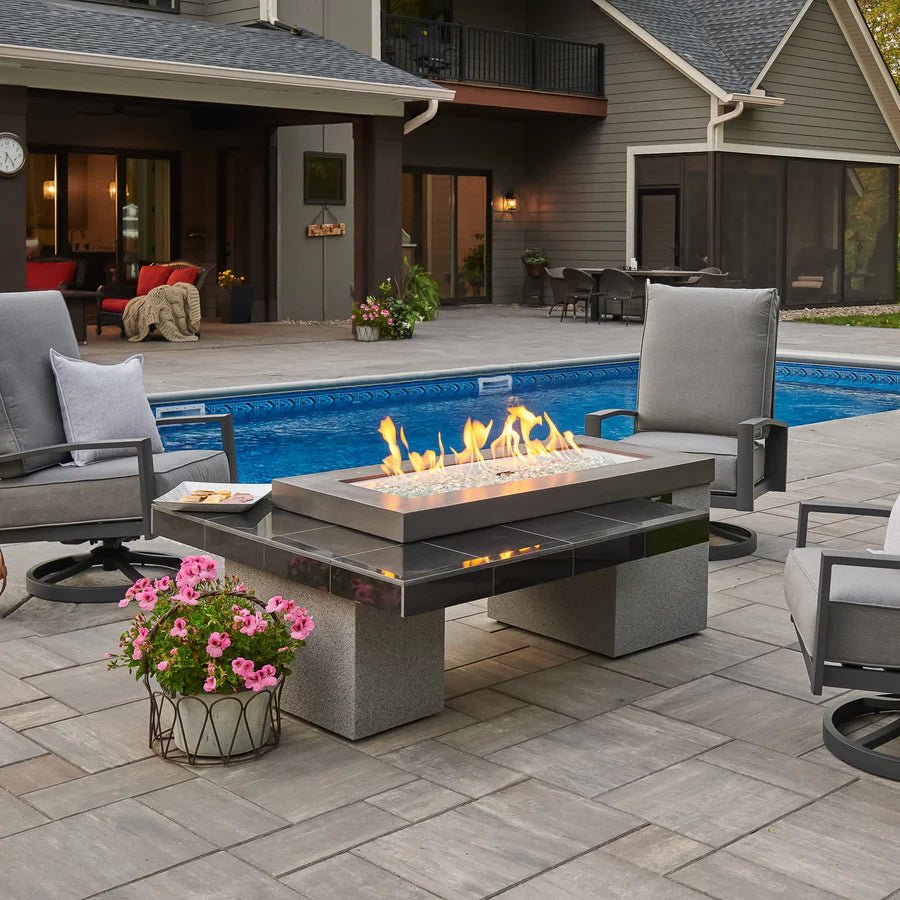 Uptown Black Linear Fire Pit Table - Majestic Patio