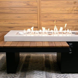 Uptown Coastal Grey Linear Gas Fire Pit Table - Majestic Patio