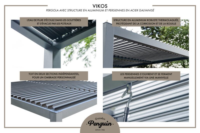 Vikos 10 x10 Aluminum stand alone Pergola - Majestic Patio