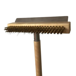 Wood Fired Oven Brush w/Wood Handle, Stainless Steel Scraper - Majestic Patio