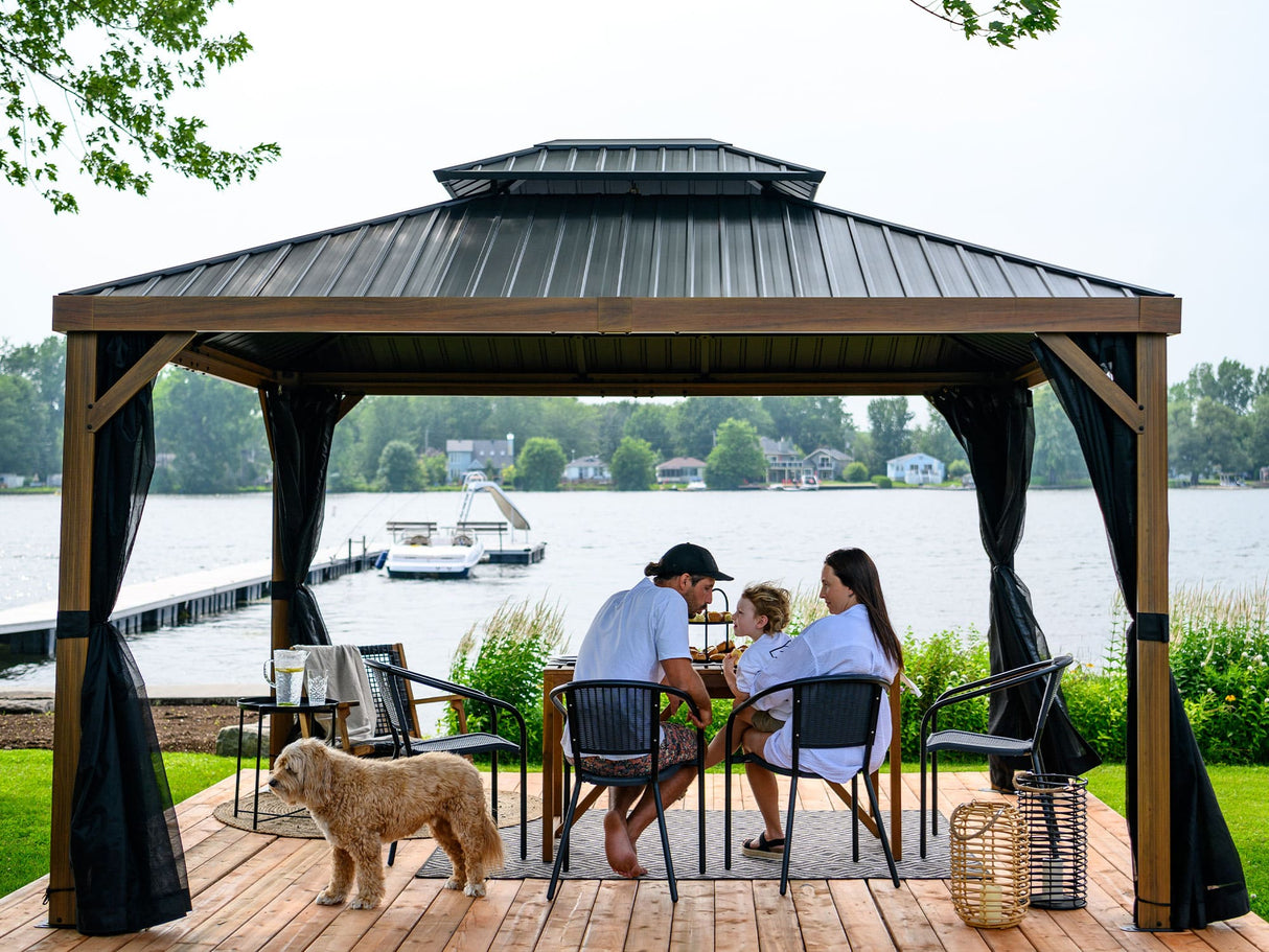 Yosemite Gazebo Aluminum frame wood finish - Majestic Patio