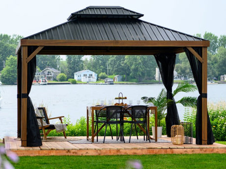 Yosemite Gazebo Aluminum frame wood finish - Majestic Patio